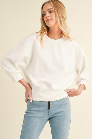 3/4 Sleeve Scuba Sweatshirt