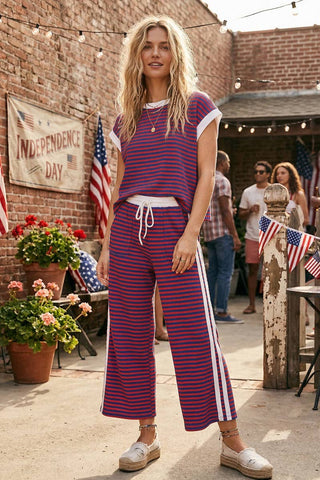 Ribbed Striped 4th of July Lounge Set