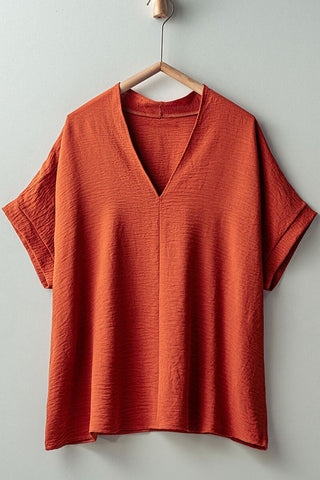 Robbie Oversized V-Neck Short Sleeve Top