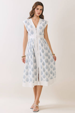 Floral Zip-Up Midi Dress