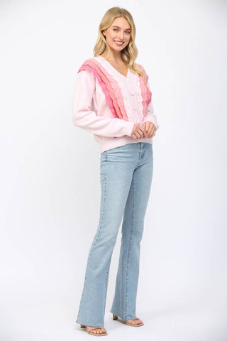 Scallop Ruffle Cardigan Sweater