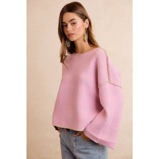 Striped Reversible Rolled Sleeve Sweater