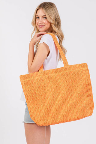 Crochet Straw Tote Bag