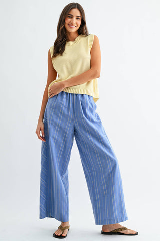Pinstripe Wide-Leg Trousers