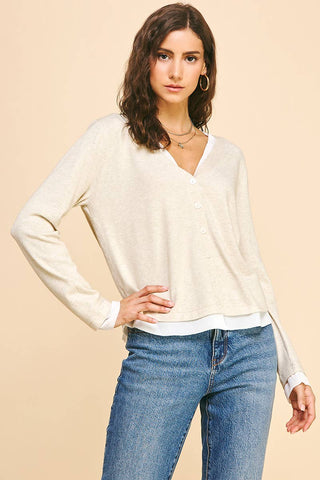 Darby Combo V-Neck Top