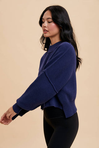 KNITTED MOCKNECK PULLOVER SWEATER