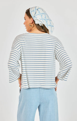 Memento Striped 3/4 Sleeve Top