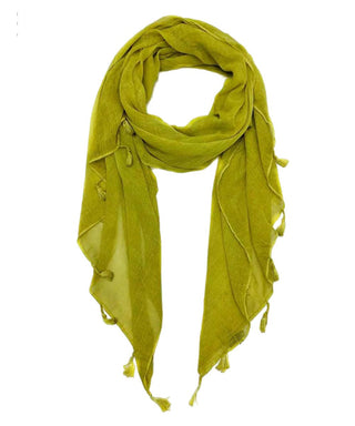 Solid Tassel-Trim Scarf