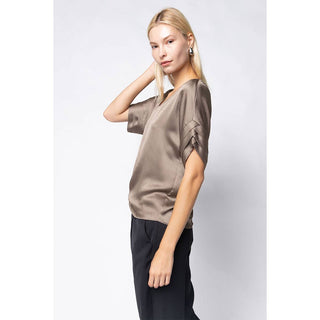 V-neck Blouse With Self Bands Sleeve Detail