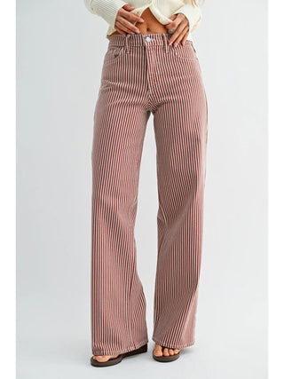 Classic Relaxed Wide Leg - Brown Pinstripe