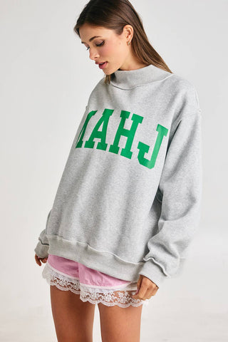 MAHJONG  Reversible "MAHJ"&"BAM" Mock Neck Sweatshirt