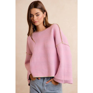 Striped Reversible Rolled Sleeve Sweater