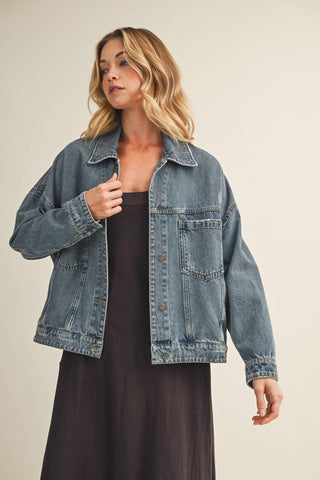Pleated Back Denim Jacket