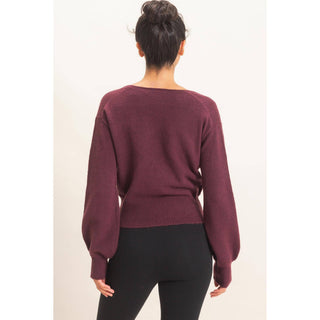 Wrap V Neck Sweater