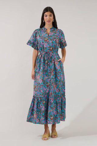 Alna Button Up Midi Dress Berlin Floral