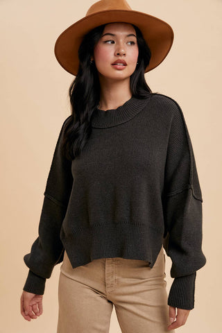 KNITTED MOCKNECK PULLOVER SWEATER