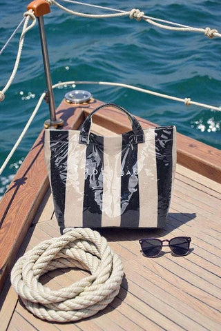 Navy and Beige Striped TOTE BAG