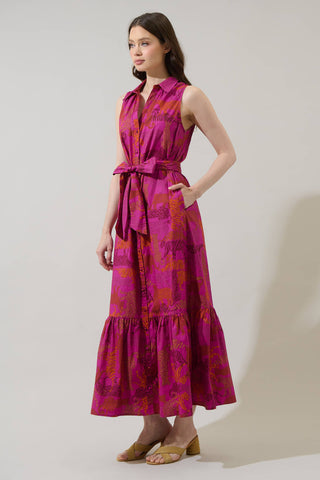 In the Jungle Cileah Collared Maxi Dress