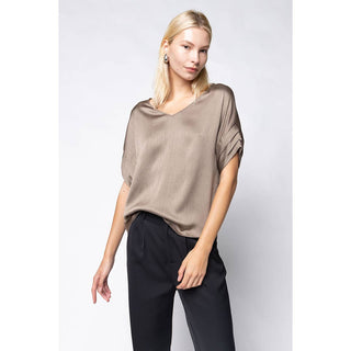 V-neck Blouse With Self Bands Sleeve Detail