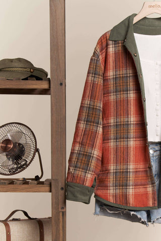 Reversible Corduroy and Plaid Flannel Shacket
