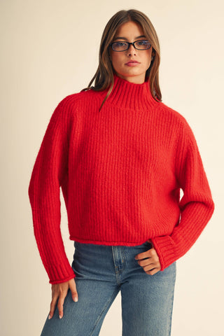 Brushed Mock Neck Sweater