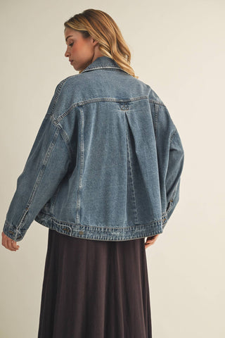 Pleated Back Denim Jacket