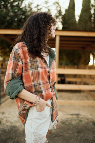 Reversible Corduroy and Plaid Flannel Shacket