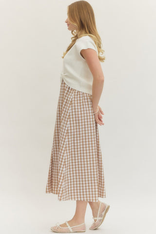 Layered Gingham Midi Dress
