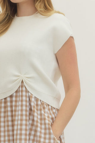 Layered Gingham Midi Dress