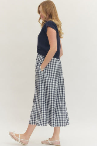 Layered Gingham Midi Dress