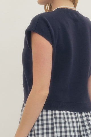 Layered Gingham Midi Dress