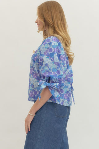 Poppy Print Tie Blouse