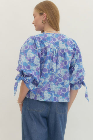Poppy Print Tie Blouse