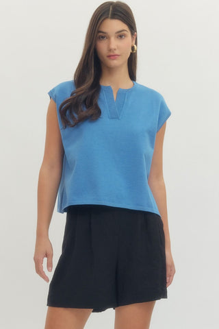 Kate Slit V-Neck Sweater Tee