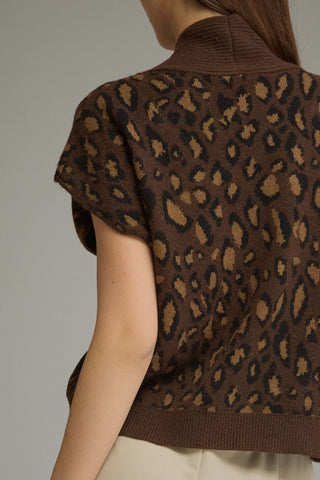 Leopard Neck Tie Sweater