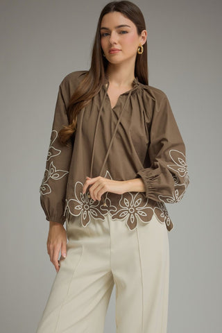 Desha Floral Trim Blouse