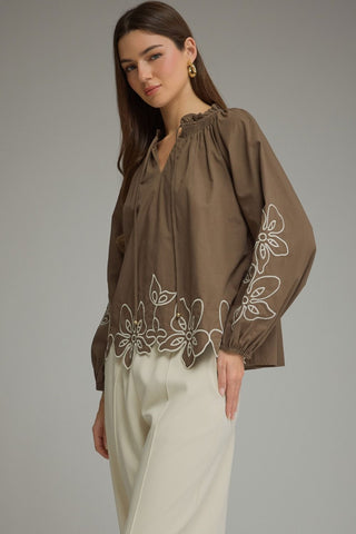Desha Floral Trim Blouse