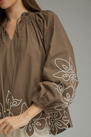 Desha Floral Trim Blouse