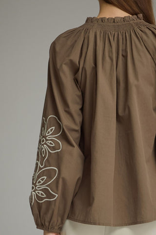 Desha Floral Trim Blouse