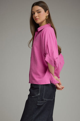 Oversized Micro-Suede Button Up