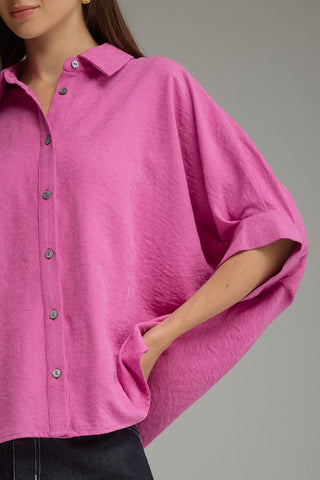 Oversized Micro-Suede Button Up