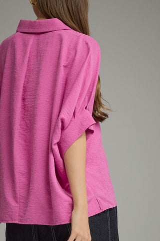 Oversized Micro-Suede Button Up