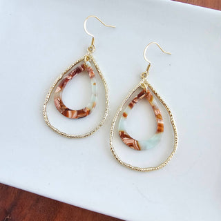 Savannah Earrings - Seafoam & Rust