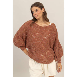 Pointelle Chunky Knit Sweater