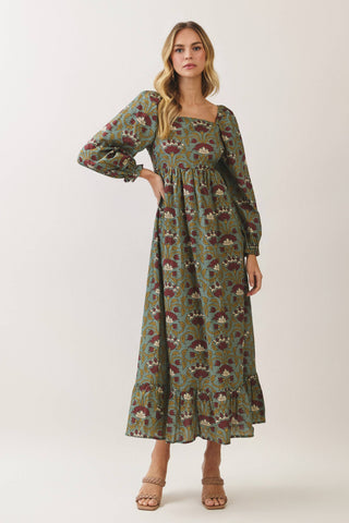 Floral Square Neck Maxi Dress