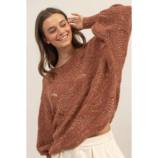 Pointelle Chunky Knit Sweater