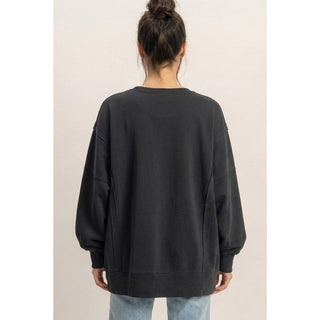Pigment  Dye Oversized Raw Edge Sweatshirt