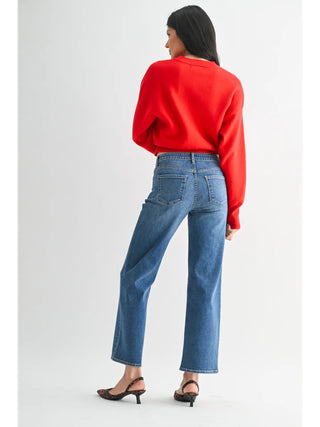 Mid-Rise Slim Wide Leg