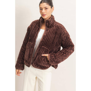 Quilted Corduroy Zip-Up Jacket