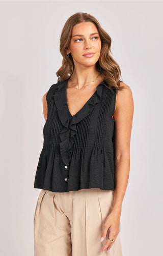 Terra Ruffle Pintuck Top
